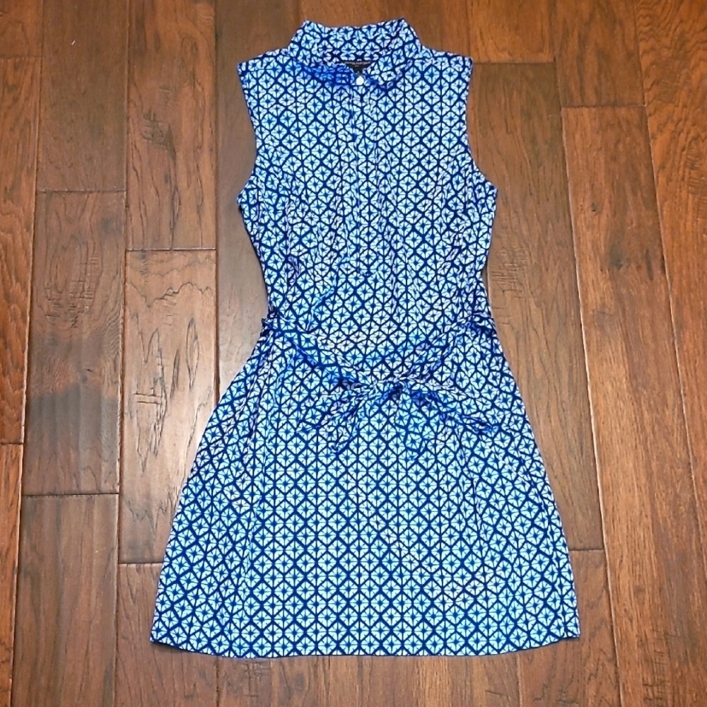 Banana Republic women's blue sleeveless dress with a geometric pattern size 8
